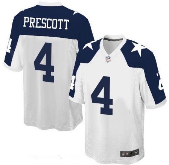 Men Dallas Cowboys 4 Dak Prescott White Thanksgiving Stitched NFL Nike Game Jersey